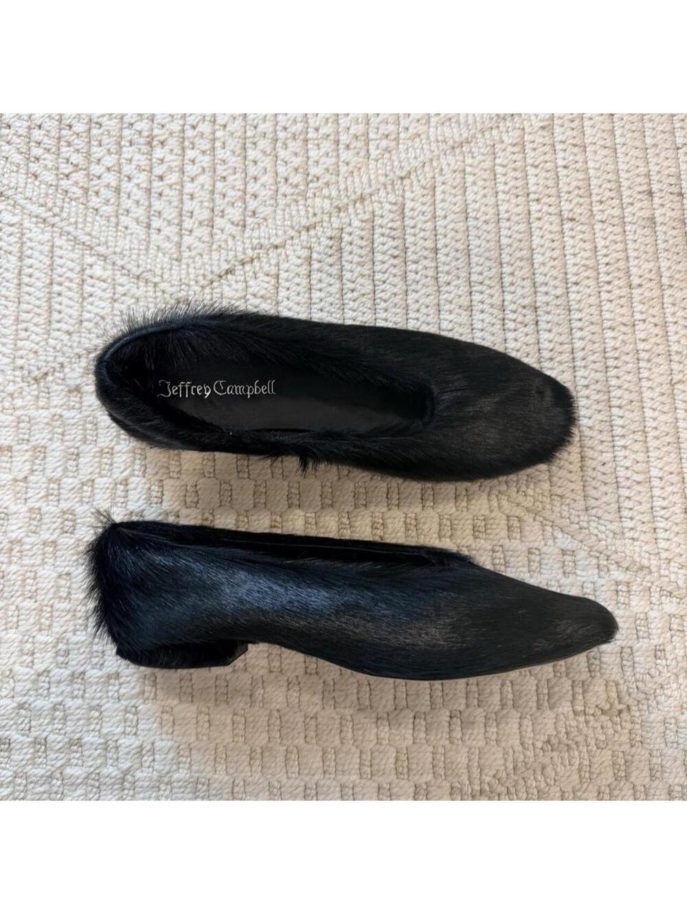 Jeffrey Campbell Trustee Black Fur Ballet Flats